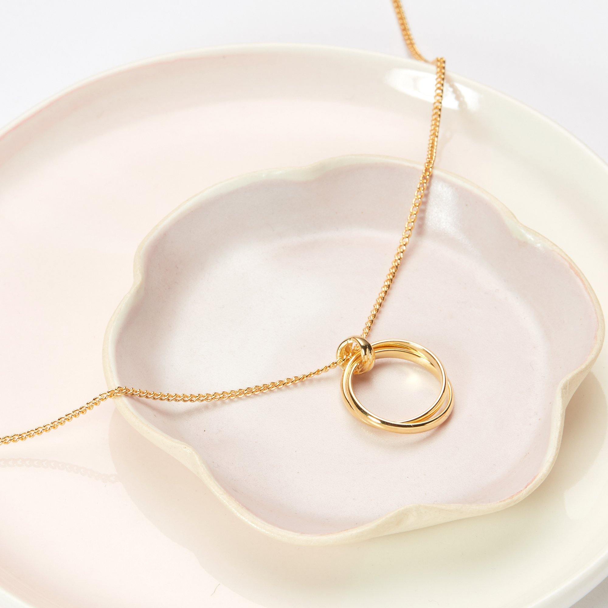 Gift for Girlfriend from Boyfriend Necklace: Anniversary, Valentine's Day, Birthday, Christmas, Thank You, Love You Present, 2 Linked Circles - Dear Ava