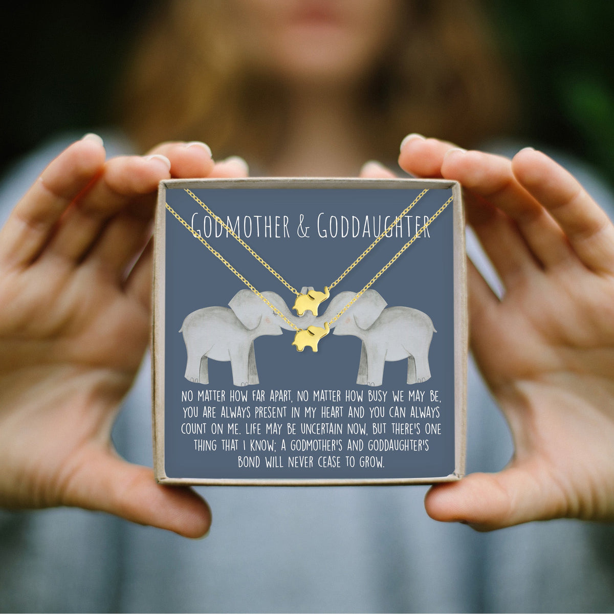 Godmother - Goddaughter Elephant Necklace Set - Dear Ava