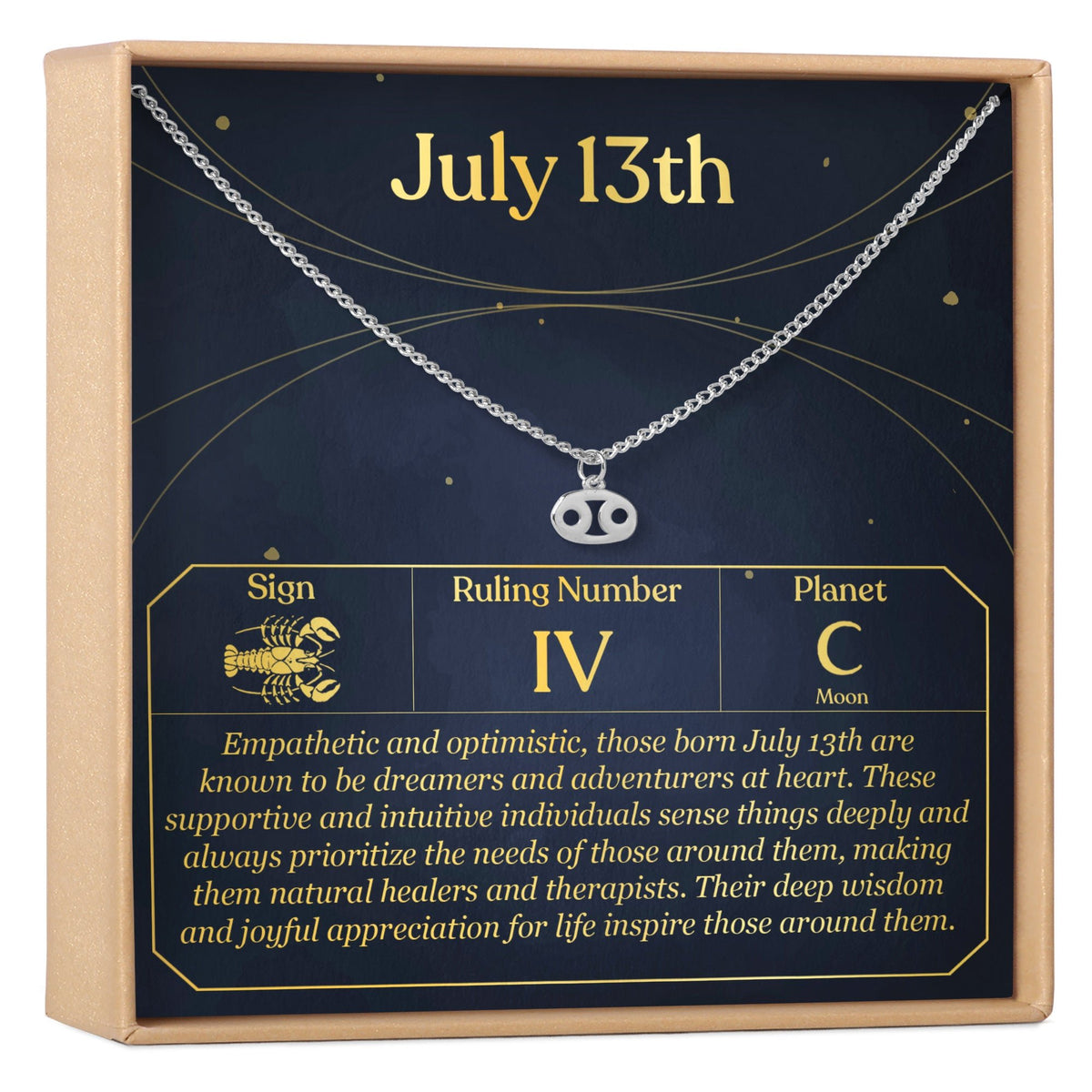 July 13th Cancer Necklace - Dear Ava