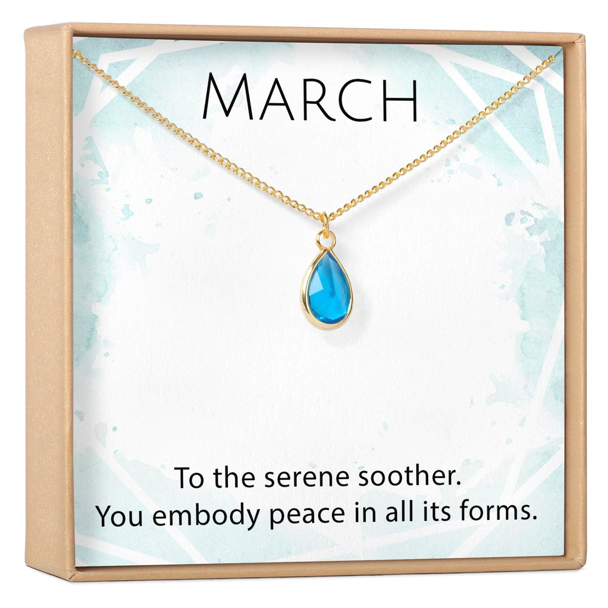 March Birthstone / Aquamarine Crystal Charm Necklace - Dear Ava