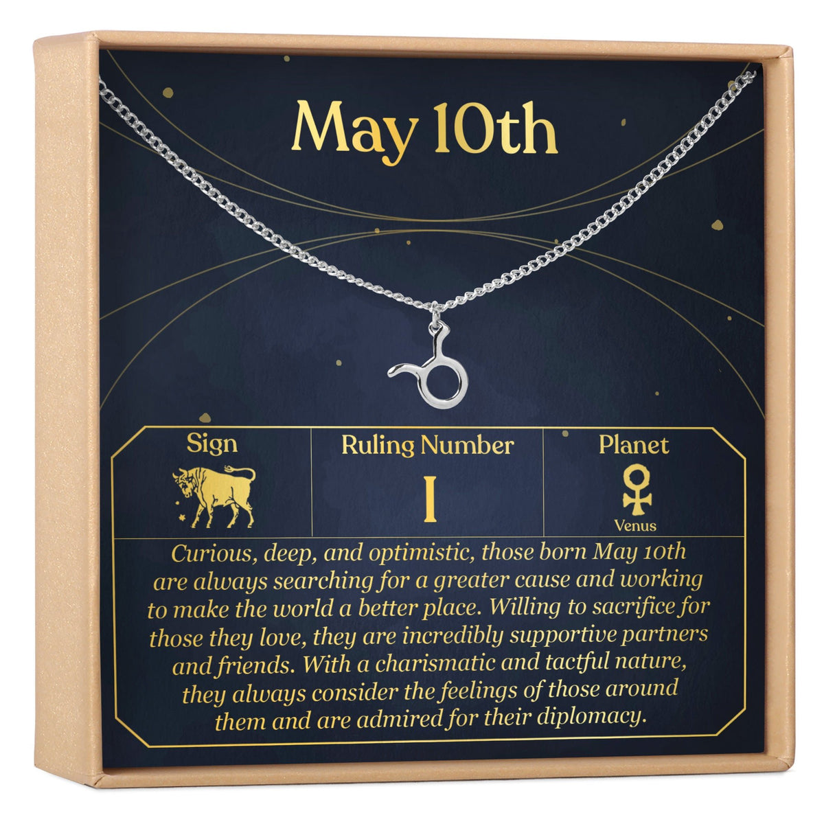 May 10th Taurus Necklace - Dear Ava