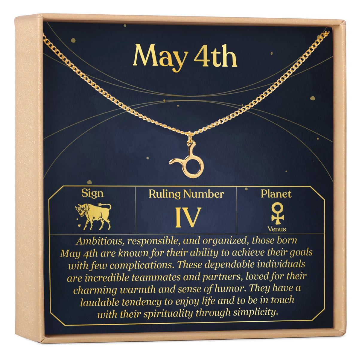 May 4th Taurus Necklace - Dear Ava