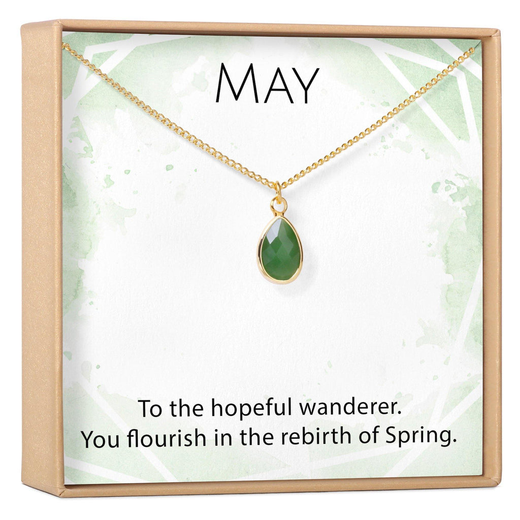 May Birthstone Charm Necklace Emerald Crystal Gift Perfect