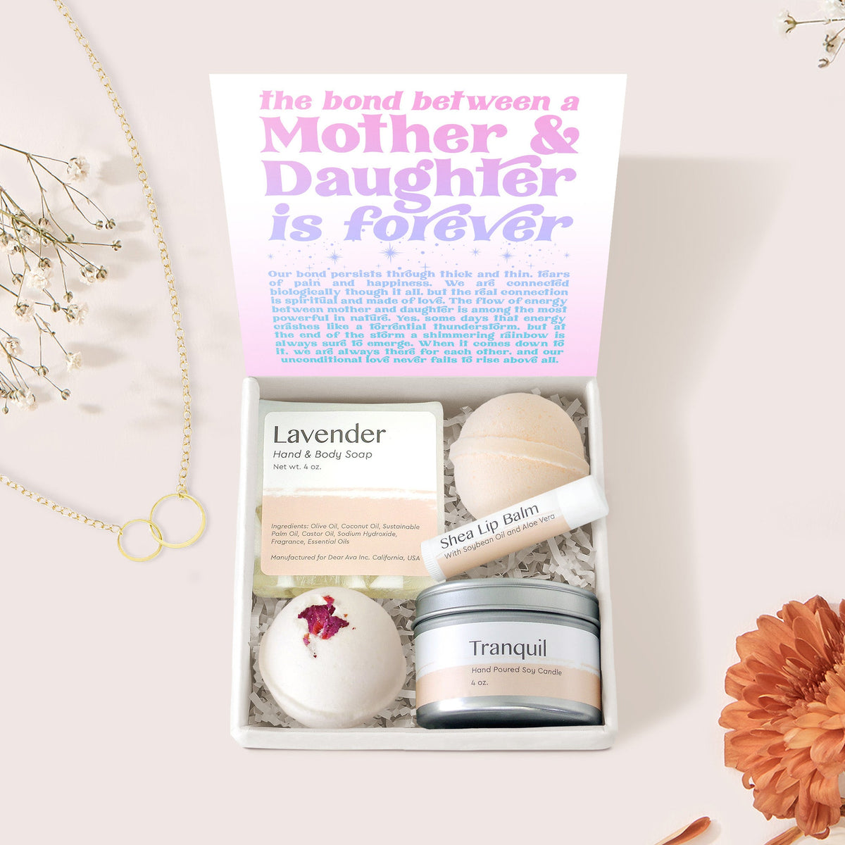 Mother &amp; Daughter Double Circle Necklace Gift Box Set - Dear Ava