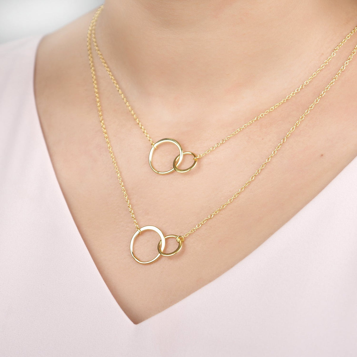 Mother &amp; Daughter Double Circles Necklace Set - Dear Ava