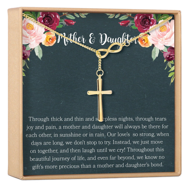 Mother & Daughter Infinity Cross  Necklace