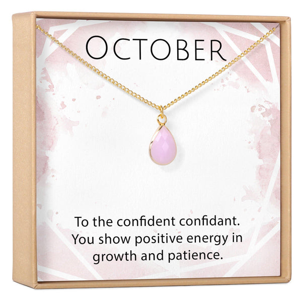 October Birthstone / Pink Tourmaline Crystal Charm Necklace