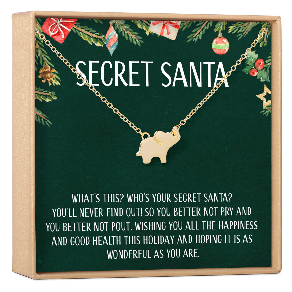 Secret Santa Gift Elephant Pendant Necklace - Dear Ava