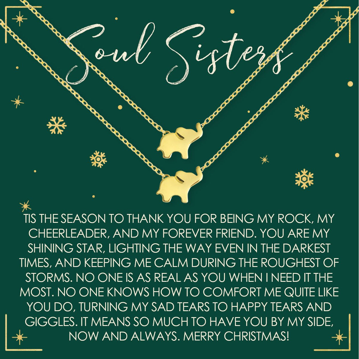 Soul Sisters Christmas Elephant Necklace Set - Dear Ava