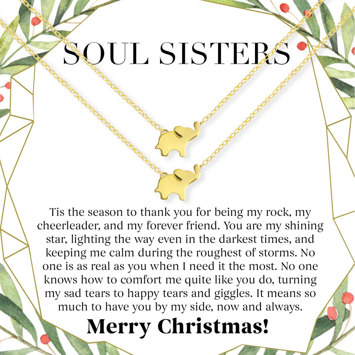 Soul Sisters Christmas Elephant Necklace Set - Dear Ava