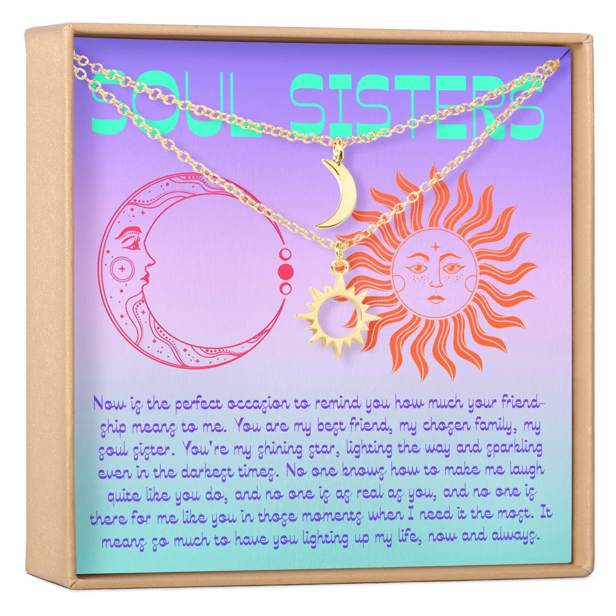 Soul Sisters Sun and Moon Pendants Necklace Set - Dear Ava