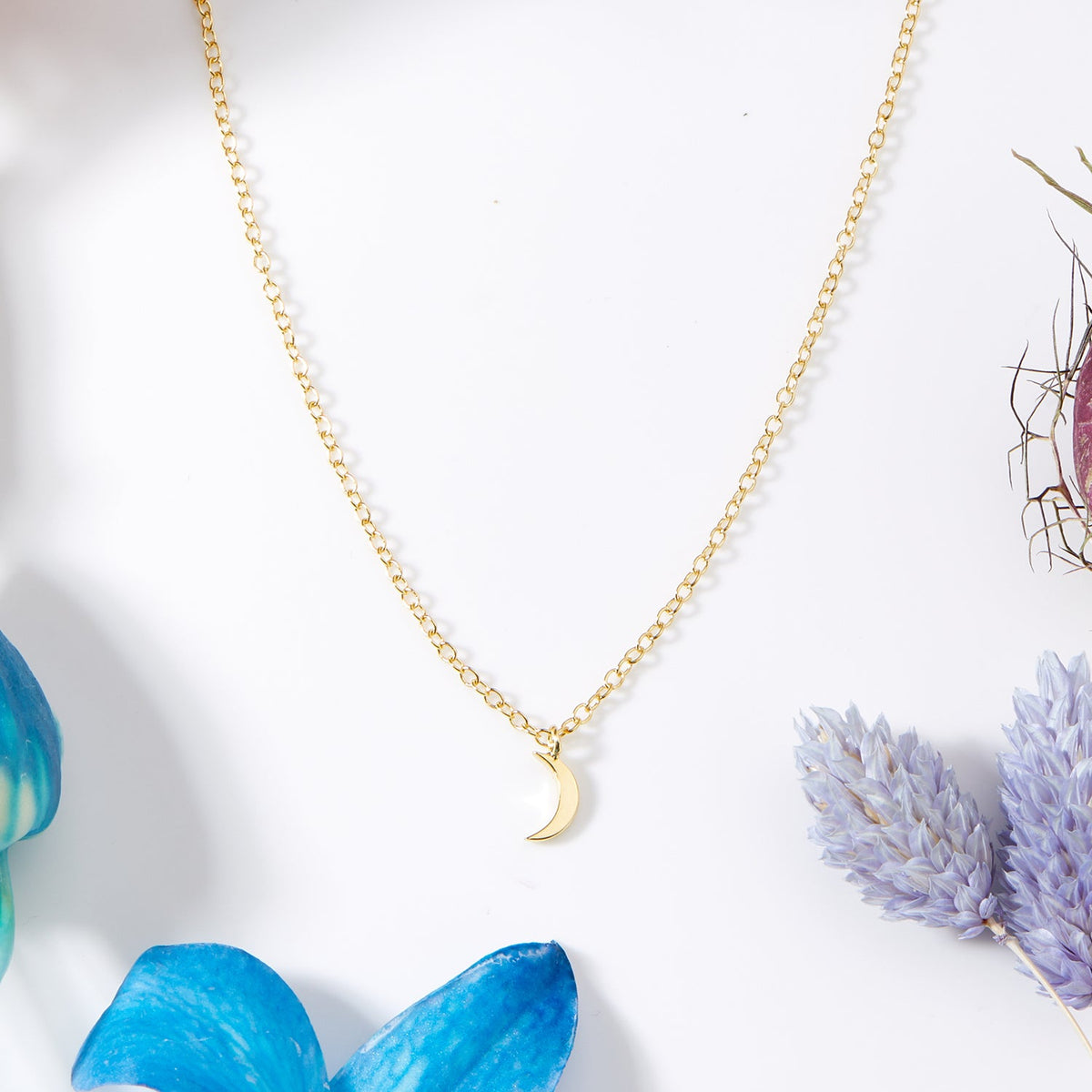 Space and Galaxy Crescent Moon Pendant Necklace - Dear Ava