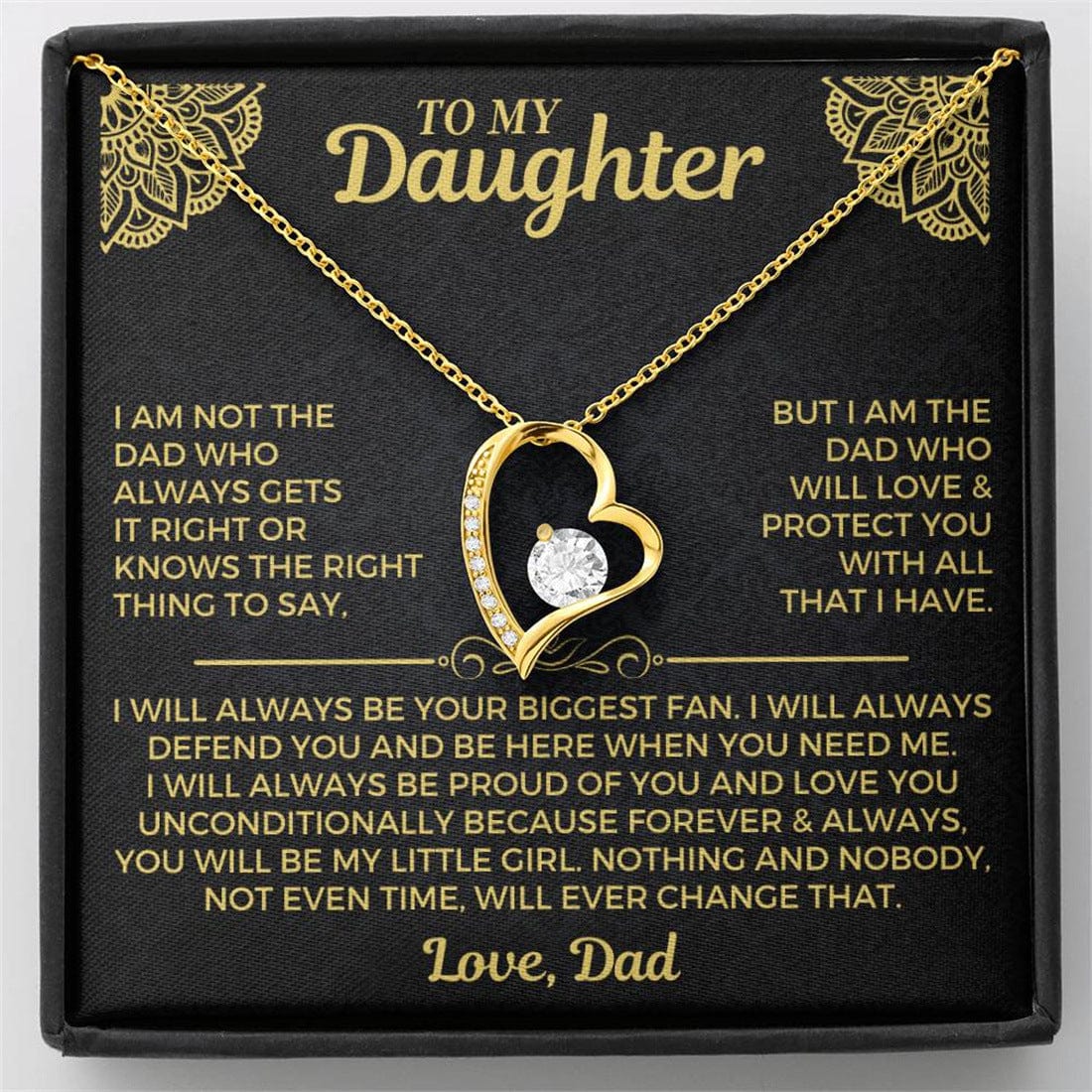 To My Daughter, From Dad, Unconditional Love Necklace - Dear Ava