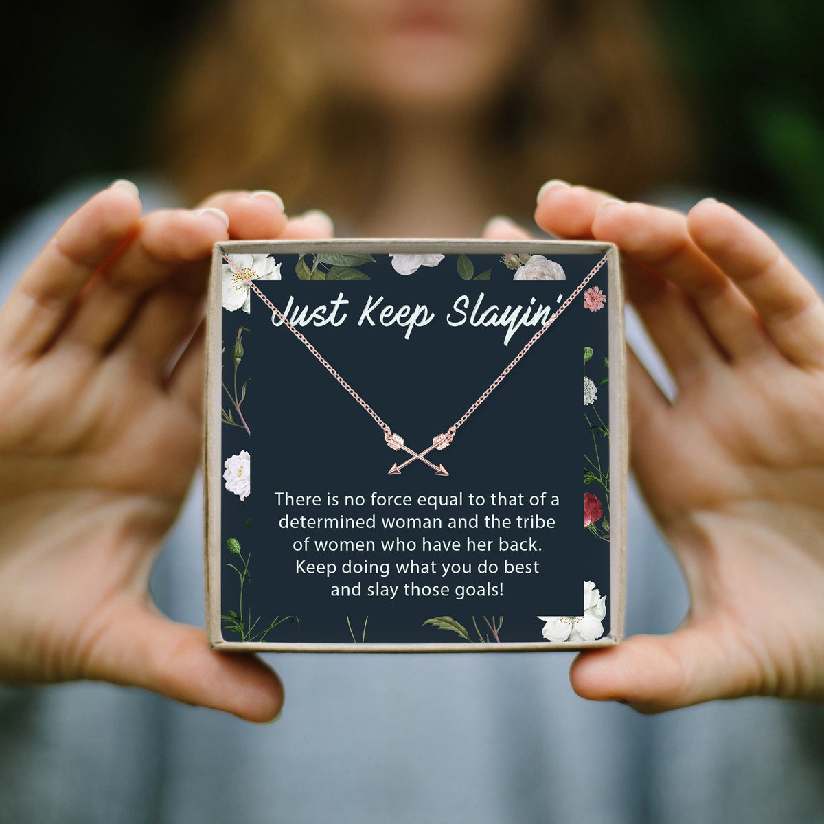 Women Empowerment - Keep Slaying - Double Intersecting Arrows Necklace - Dear Ava