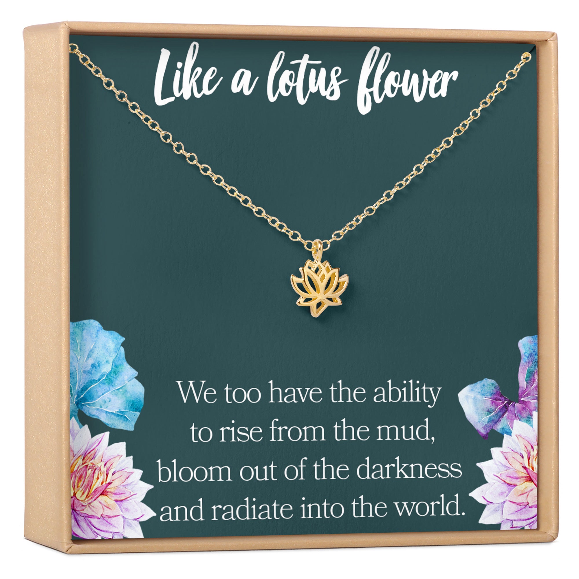 Lotus Necklace Gold Lotus Flower Necklace Blooming Flower 