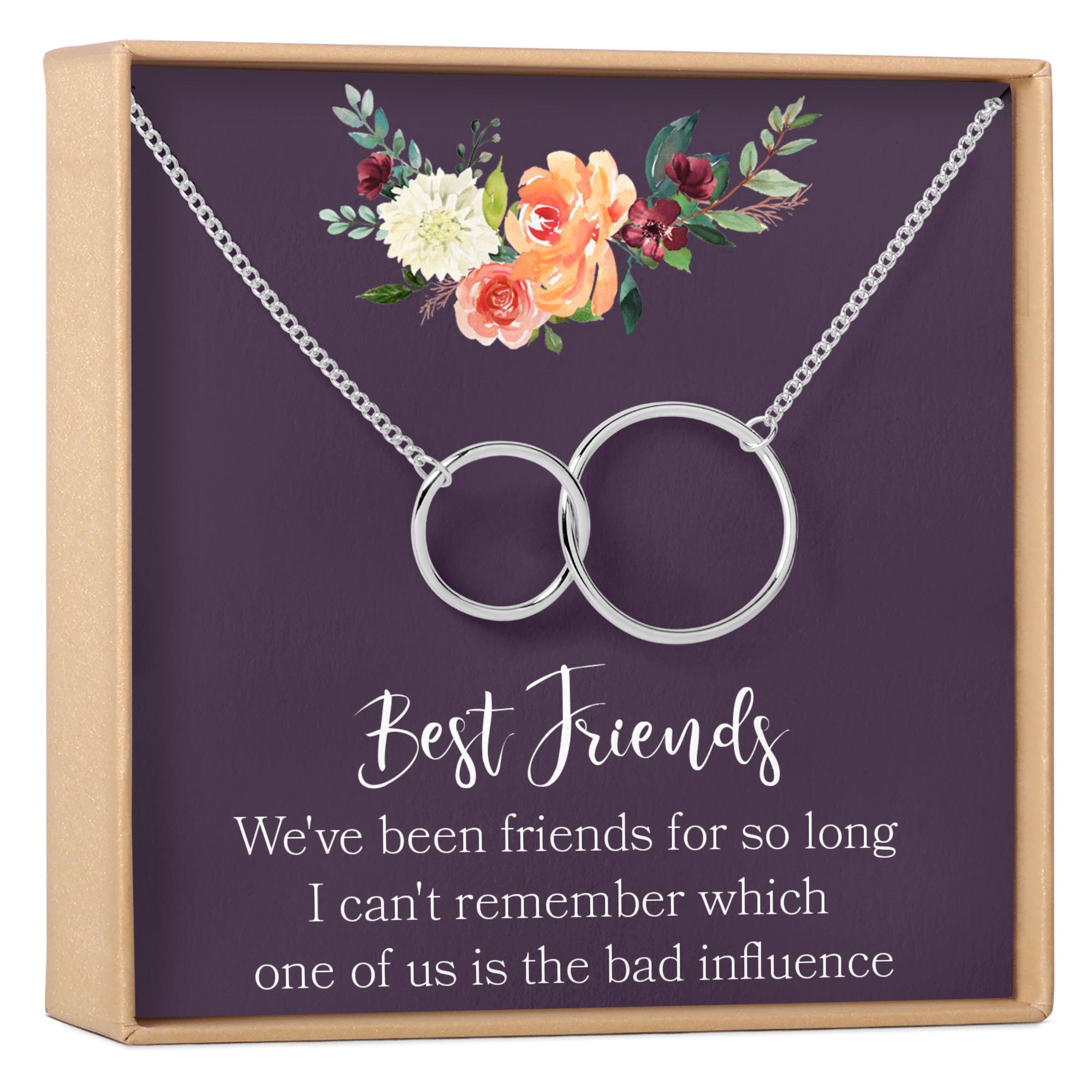 Best Friend Necklace: BFF Necklace, Best Friend Gift Jewelry, Long  Distance, Quotes, Friends Forever, 2 Interlocking Circles - Dear Ava