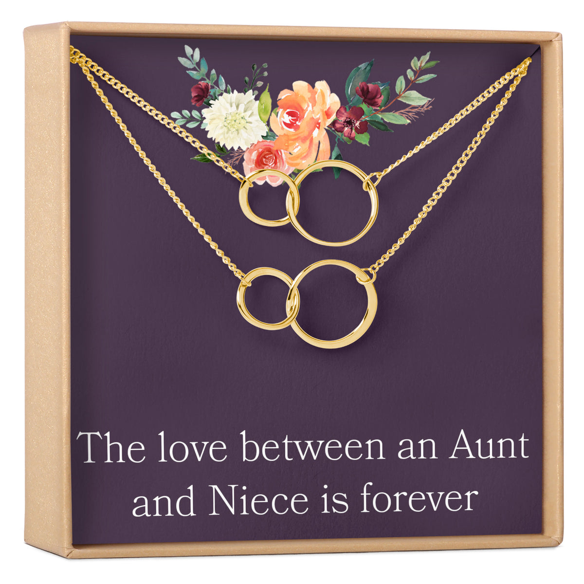 Aunt-Niece Double Circles Necklace Set