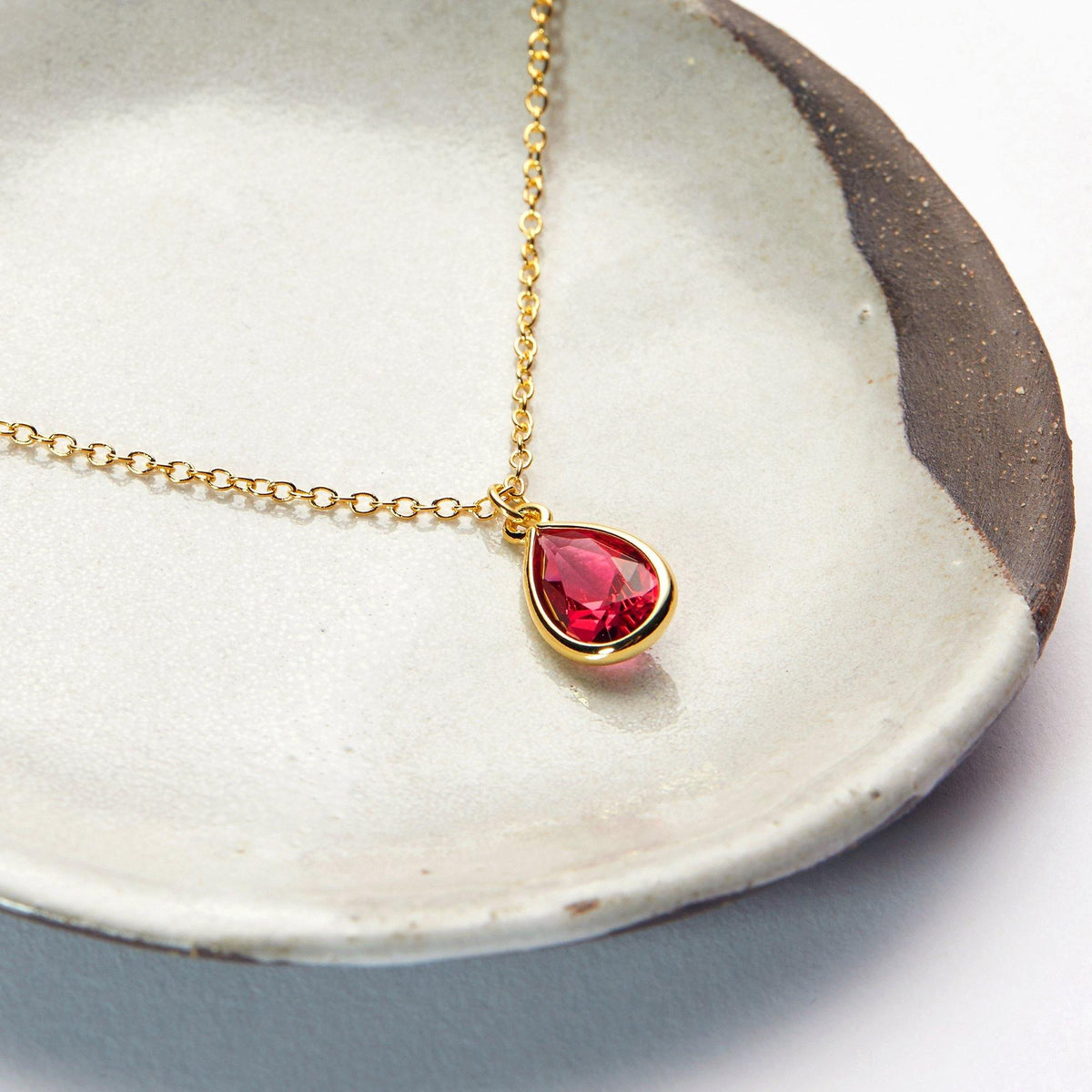 January Birthstone / Garnet Crystal Charm Necklace - Dear Ava, Jewelry / Necklaces / Pendants