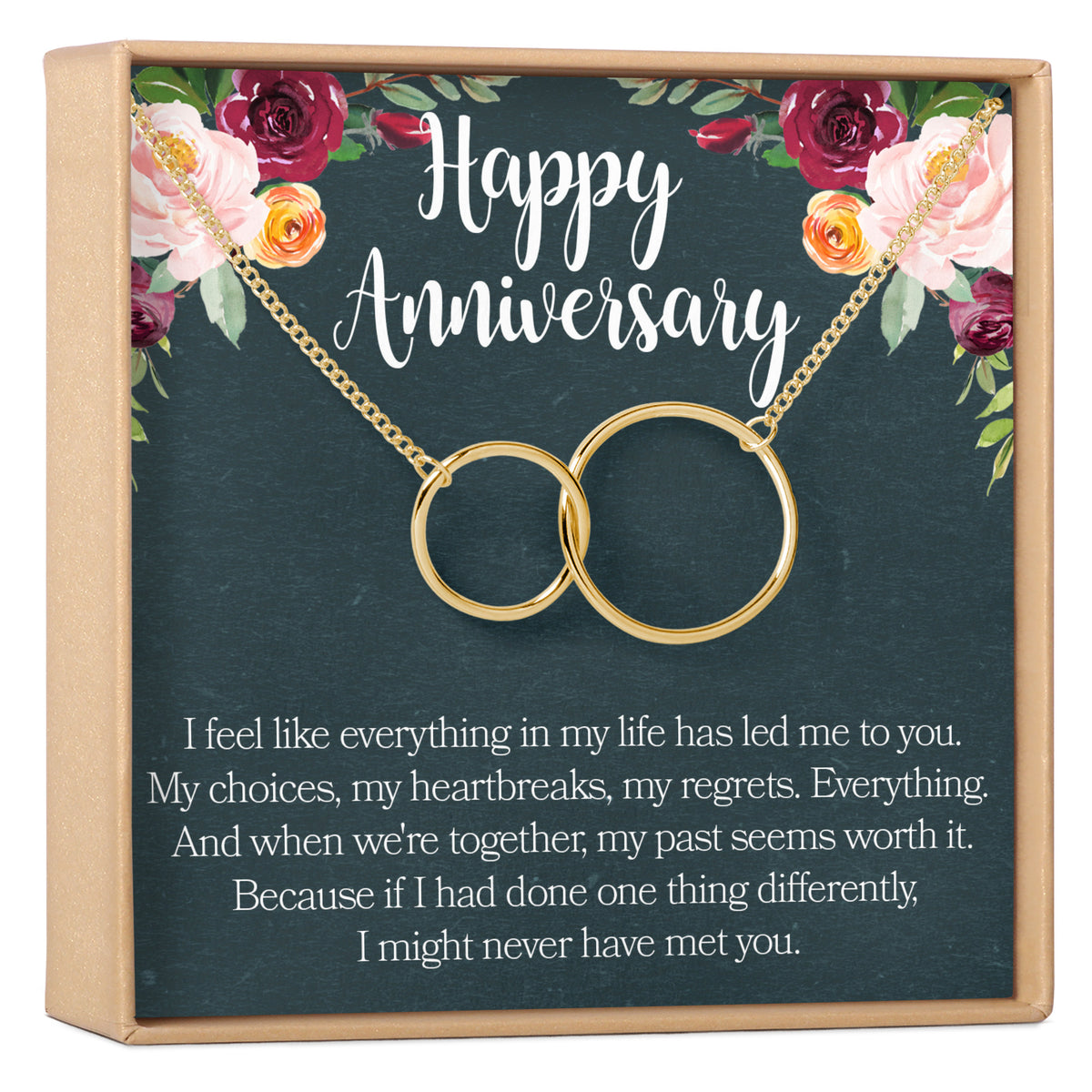 Anniversary Gift Necklace: Anniversary Gifts for Women, Wedding Anniversary, Girlfriend Gift, Wife Gift, 2 Interlocking Circles, Rose Gold