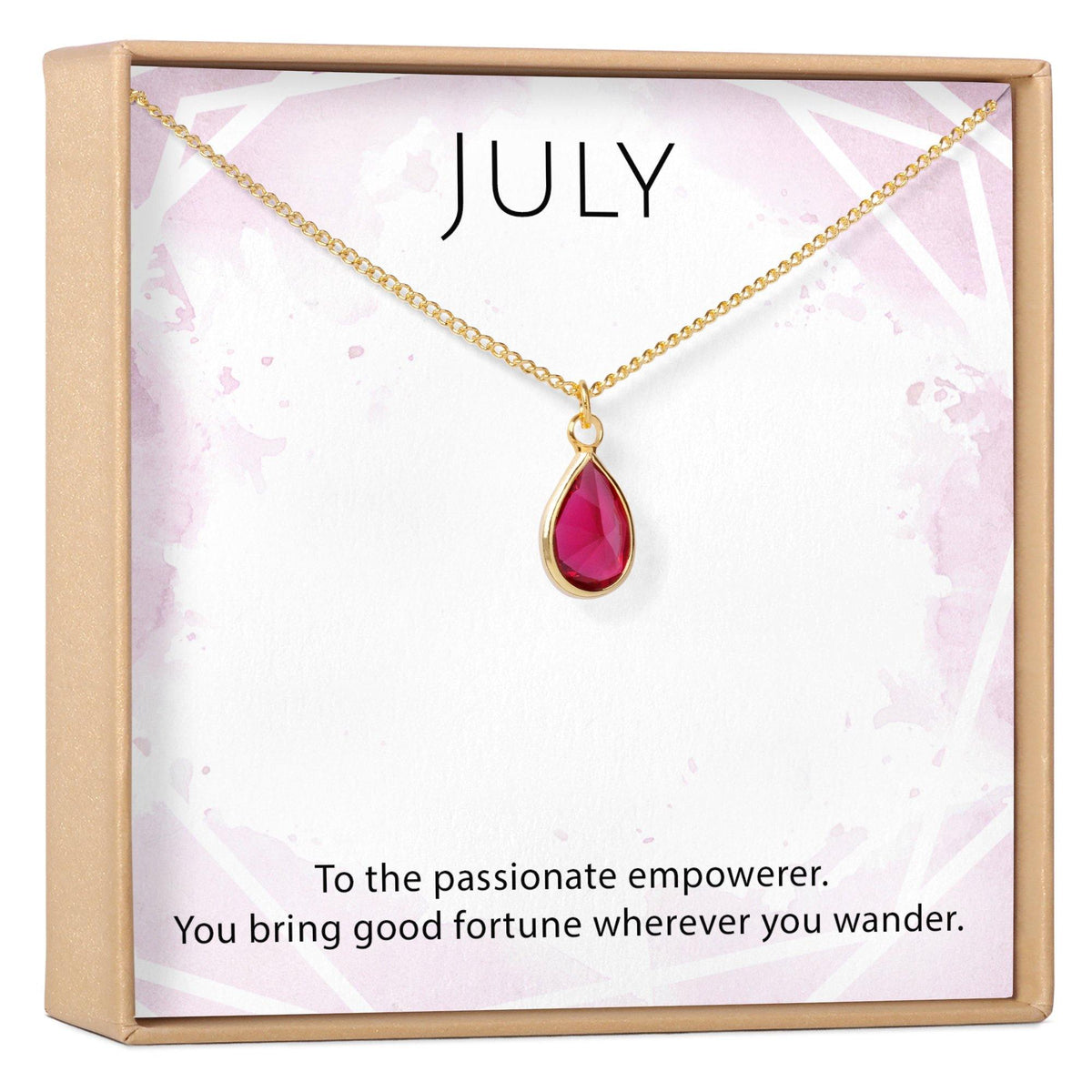 July Birthstone / Ruby Crystal Charm Necklace - Dear Ava