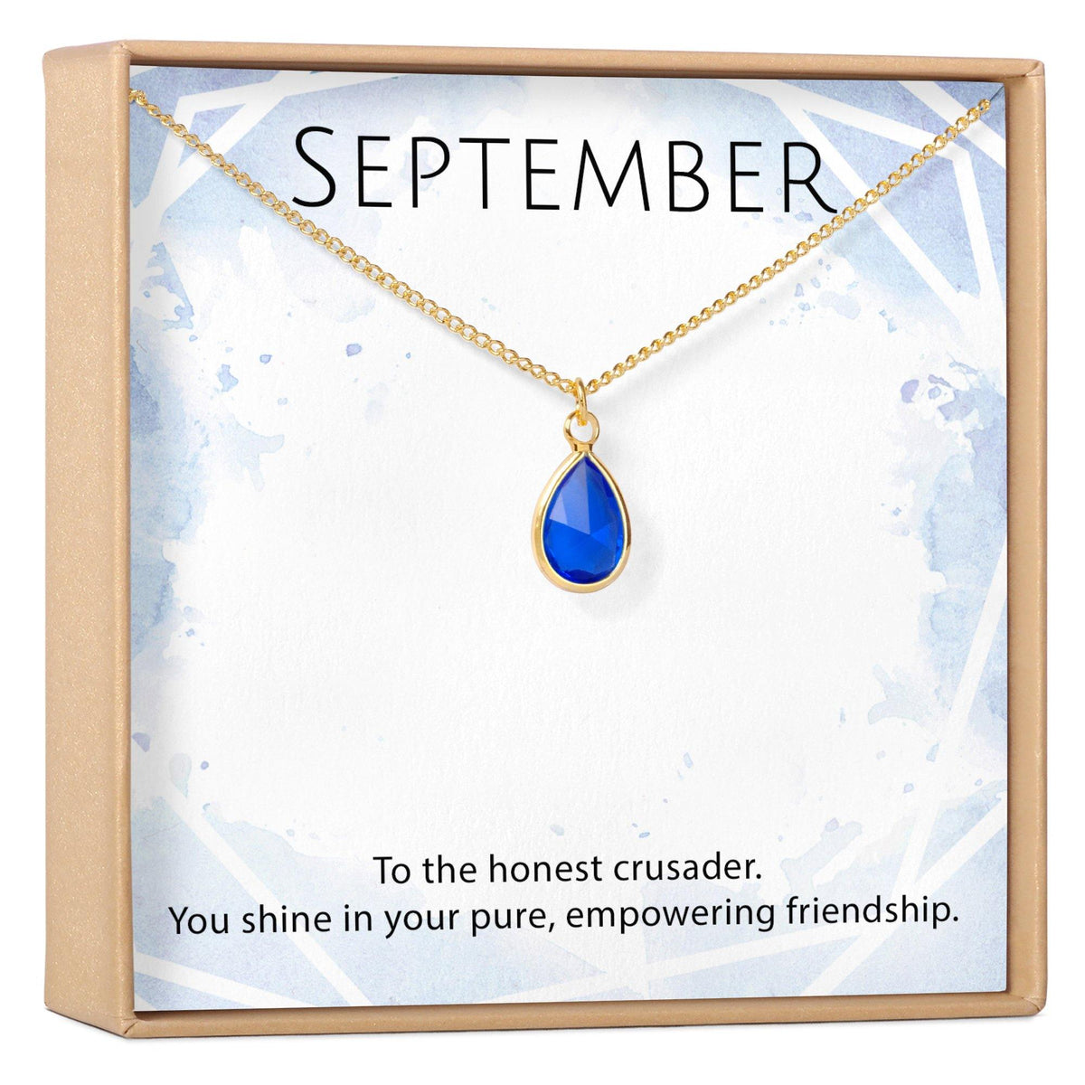 September Birthstone / Sapphire Crystal Charm Necklace - Dear Ava
