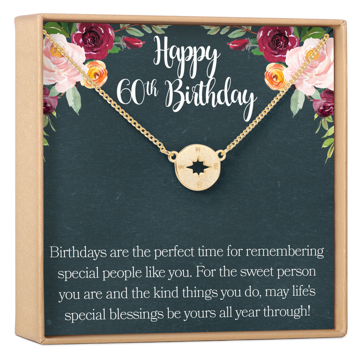 60th Birthday Necklace, Multiple Styles
