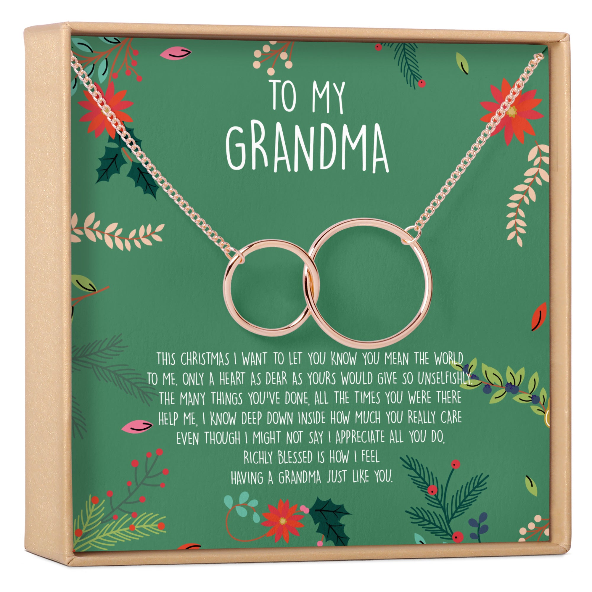 Christmas Gift for Grandmother: Present, Necklace, Jewelry, Xmas Gift, Holiday Gift, Gift Idea, Grandma, Nana, Mimi, Gift for Grandma, 2 Interlocking