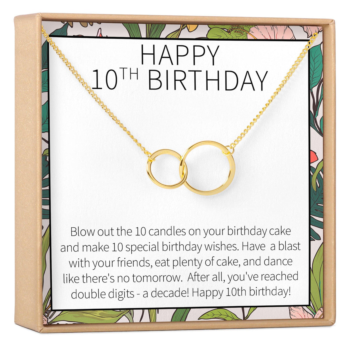 10th Birthday Gift for Girls: Birthday Present for Ten Year Old Girl, Necklace, Jewelry, Bday Gift, Gift Idea, Daughter, Niece, 2 Linked Circles