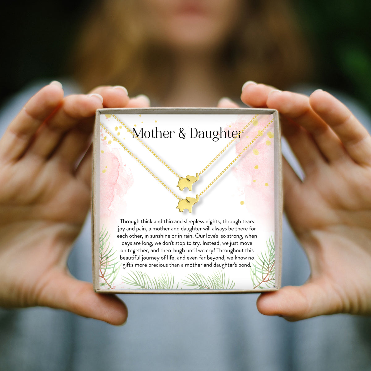 Mother &amp; Daughter Elephant Necklace Set