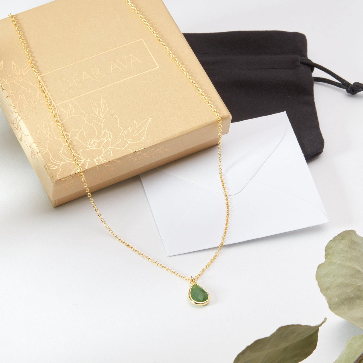 May Birthstone - Emerald Crystal Charm Necklace - Dear Ava
