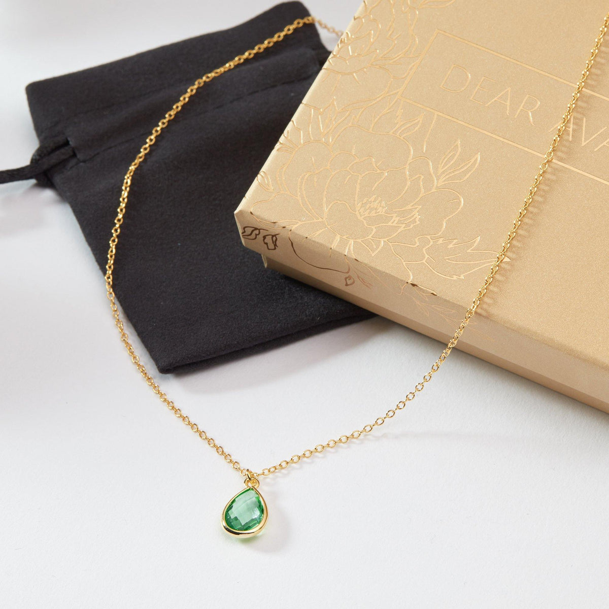 August Birthstone / Peridot Crystal Charm Necklace - Dear Ava