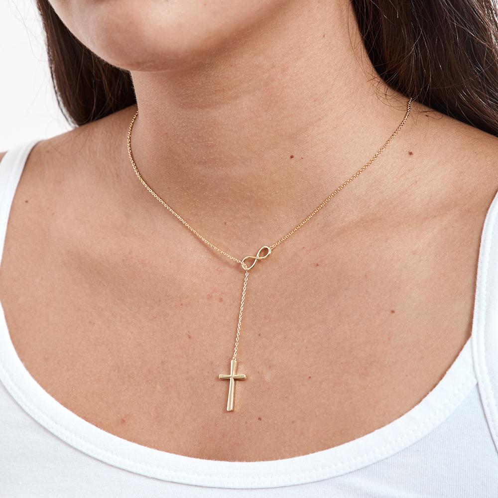 Mother&#39;s Day Gift From Husband Infinity Cross Pendant Necklace