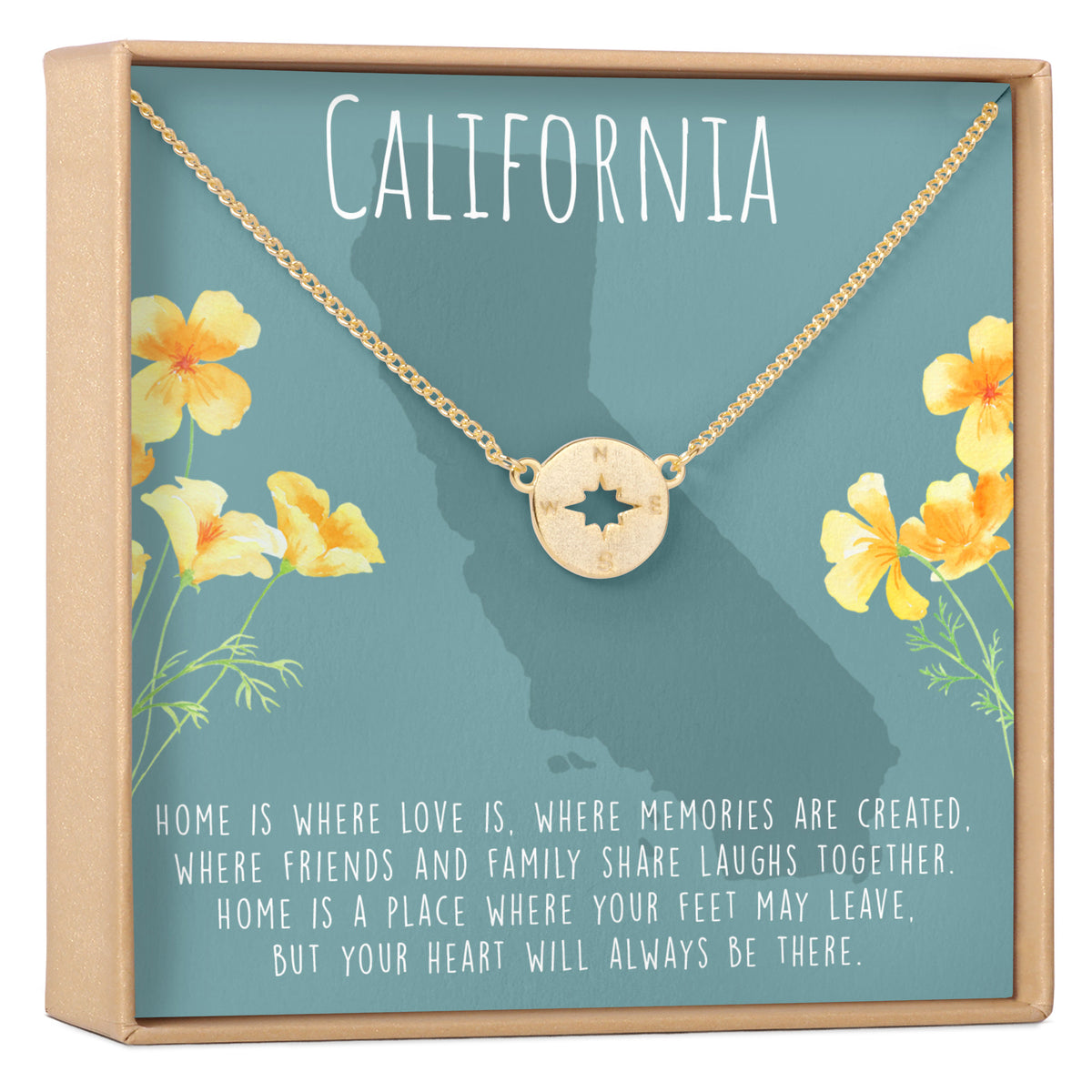 California Compass Pendant Necklace