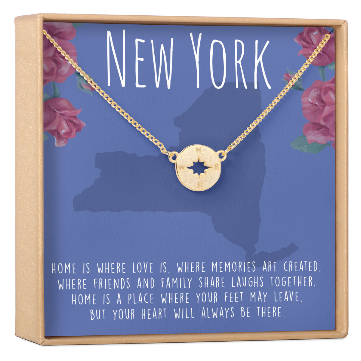 New York Compass Pendant Necklace