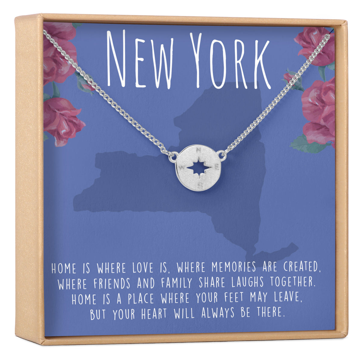 New York Compass Pendant Necklace