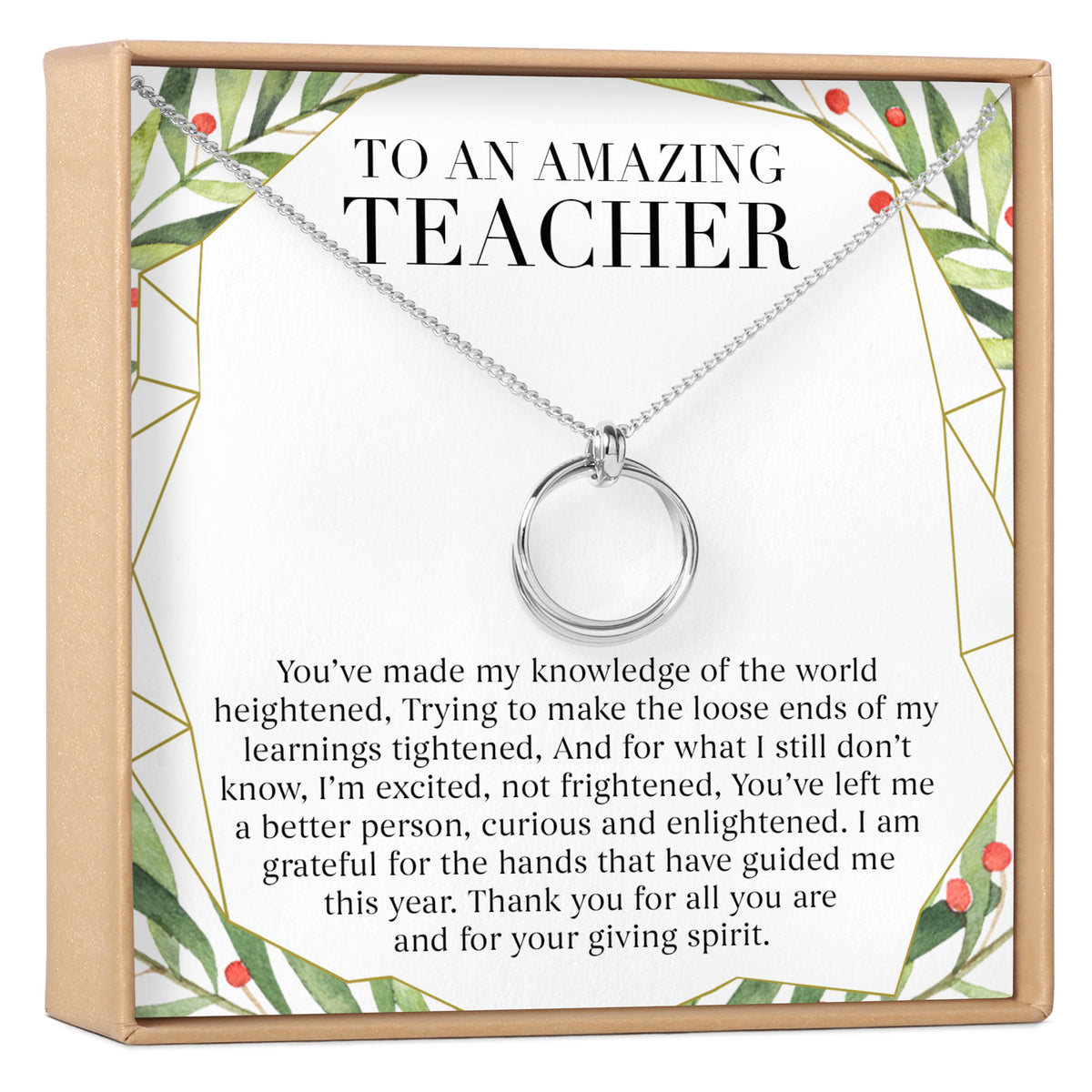 Christmas Gift for Teacher Linked Circles Necklace