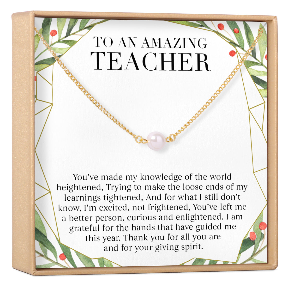 Christmas Gift for Teacher Pearl Necklace