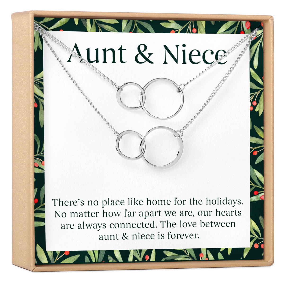 Aunt-Niece Christmas  Double Circles Necklace Set