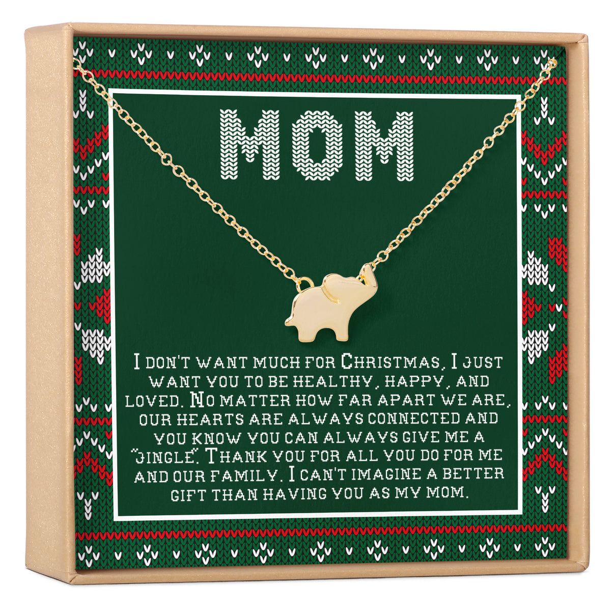 Christmas Gift for Mom Elephant Pendant Necklace