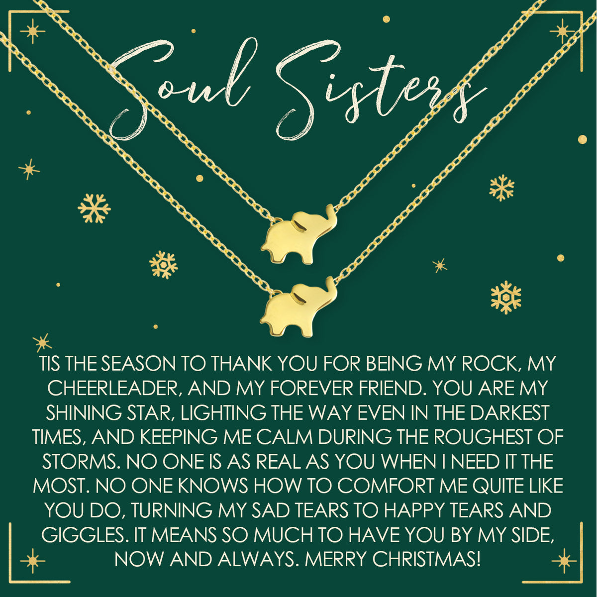 Soul Sisters Christmas Elephant Necklace Set