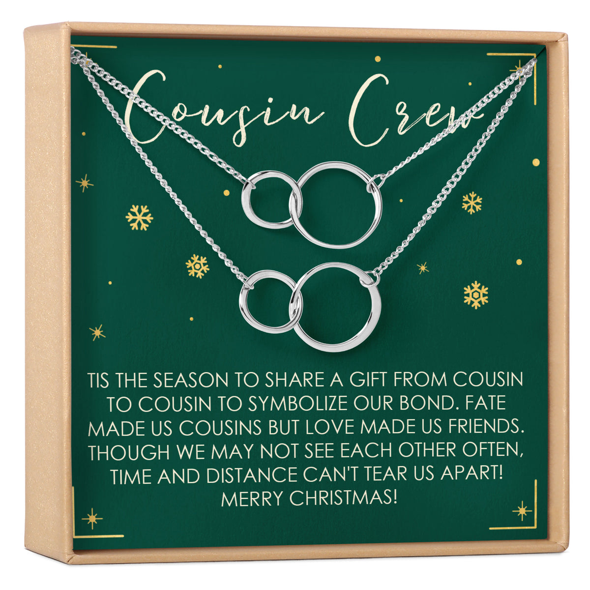Christmas Gift for Cousin Double Circles Necklace Set