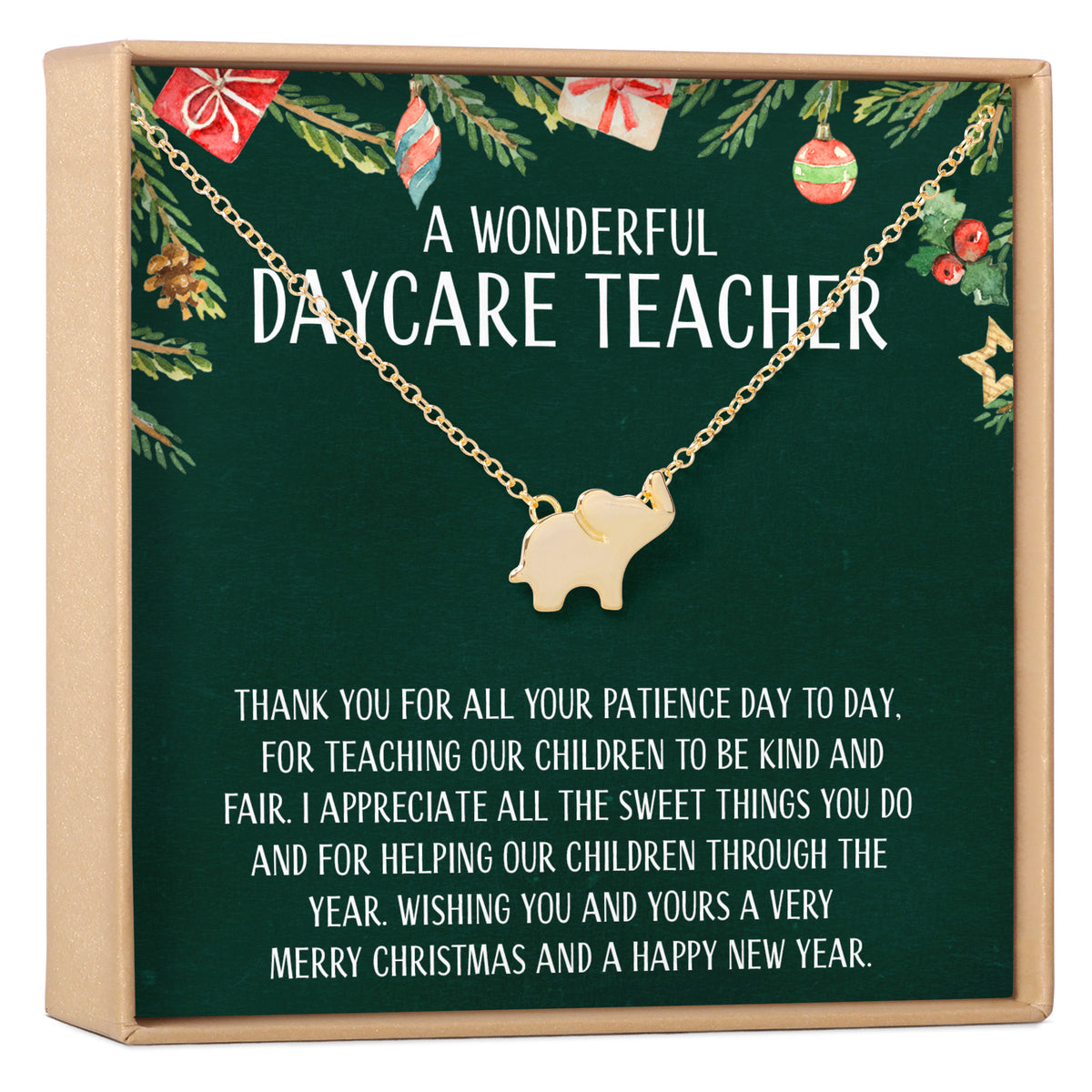 Christmas Gift for Daycare Teacher Elephant Pendant Necklace