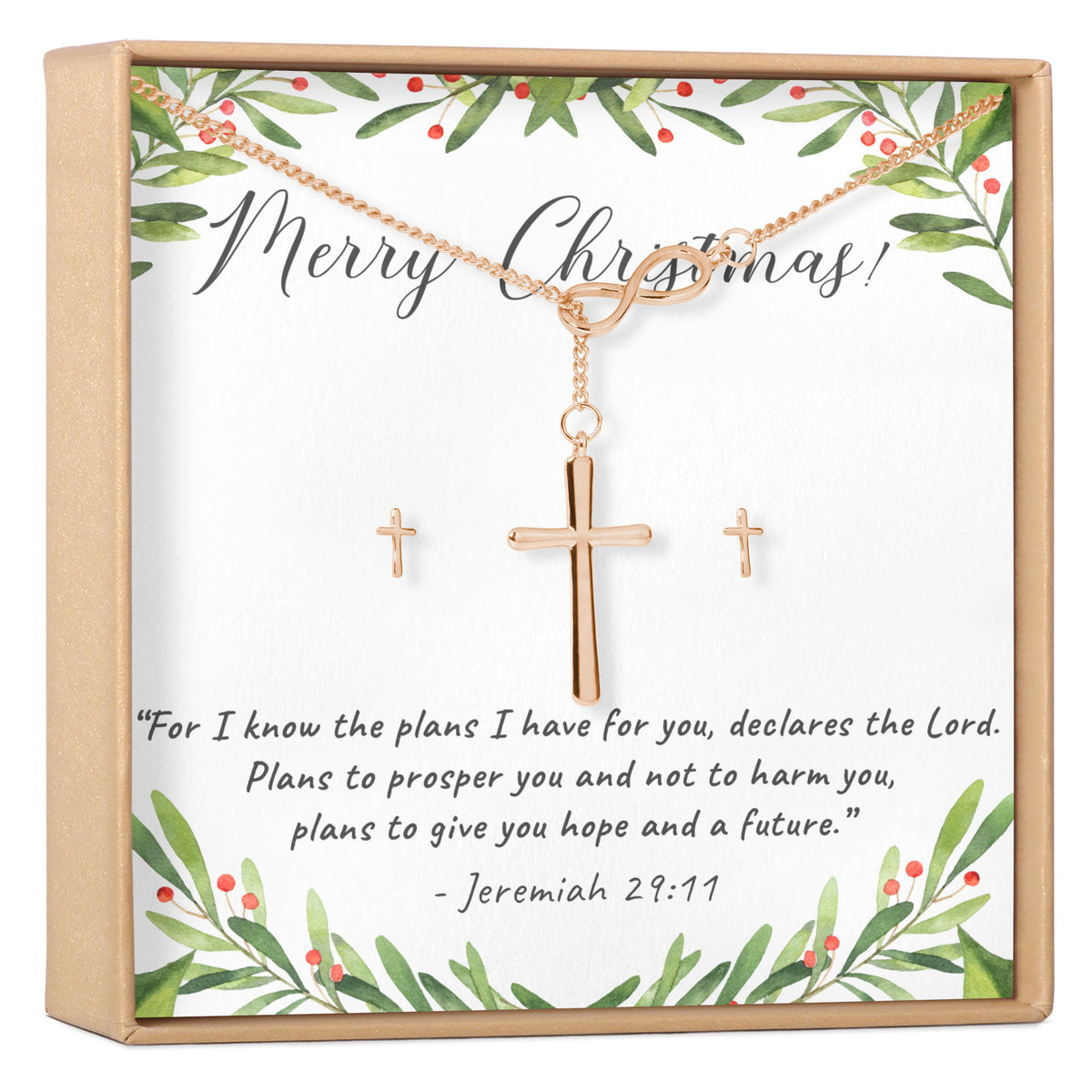 Christmas Gift for Christian  Cross earring and Necklace Set Jewelry Set