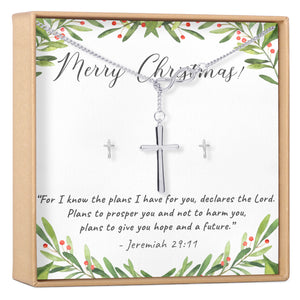 Christian Jewelry Set Silver Cross Bracelet Earrings Teen Gift Ideas W –  The Blacker The Berry