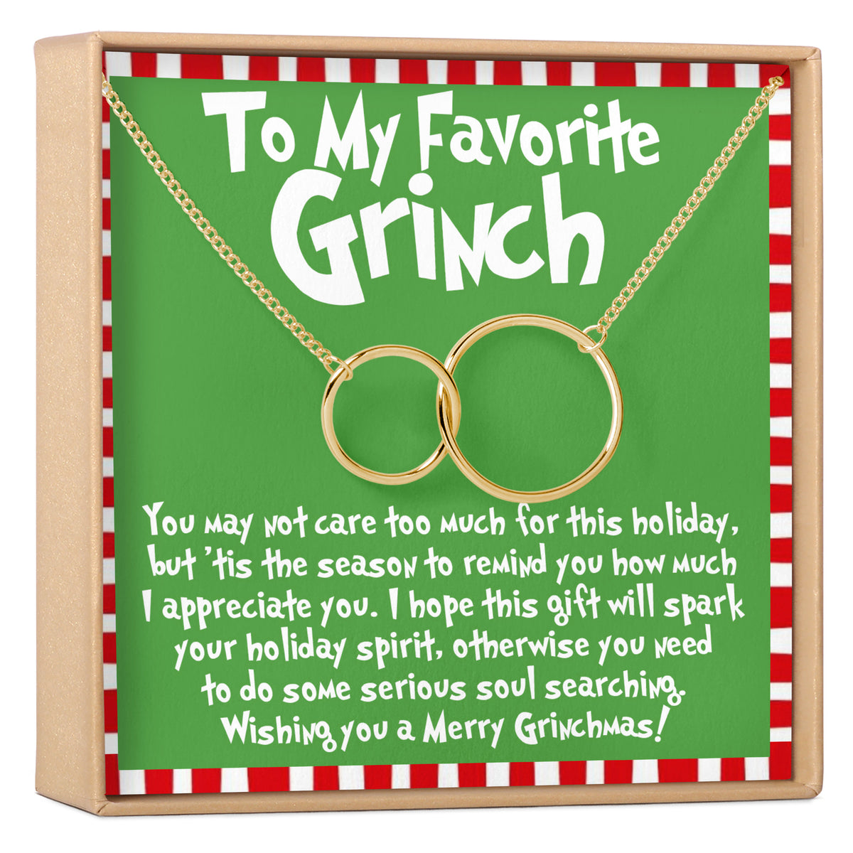 Grinch Christmas Interlocking Circles Necklace