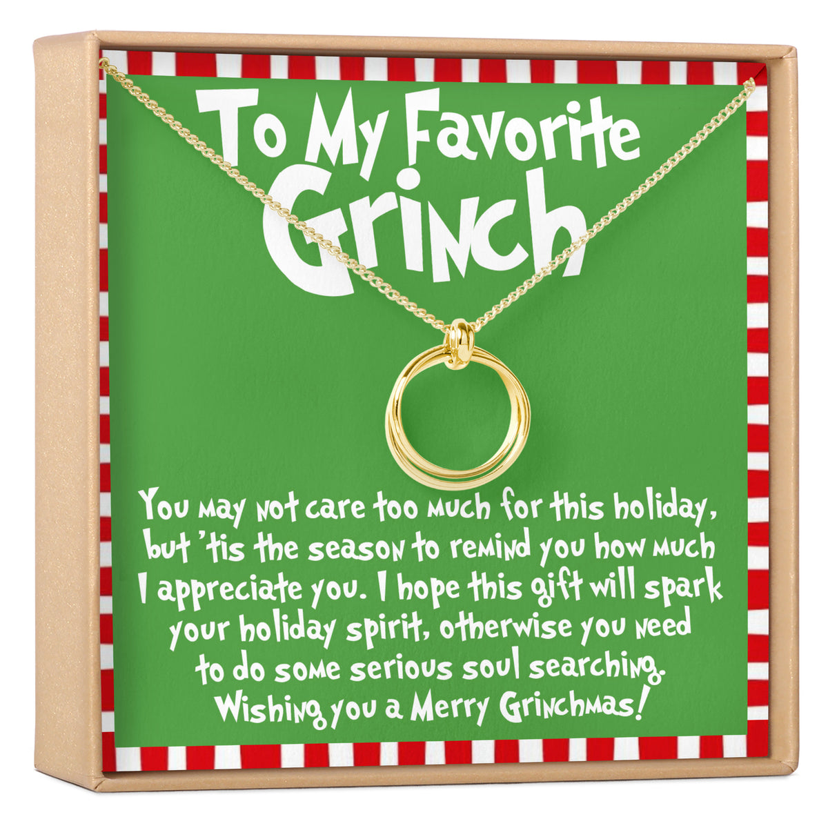 Grinch Christmas Linked Circles Necklace