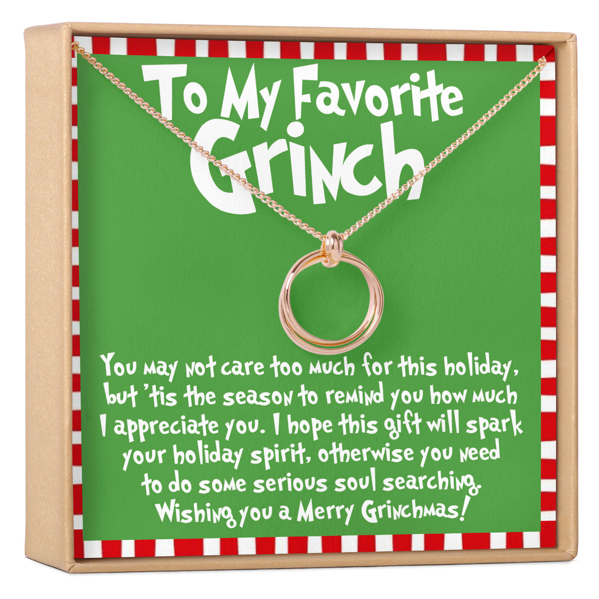 Grinch Christmas Linked Circles Necklace