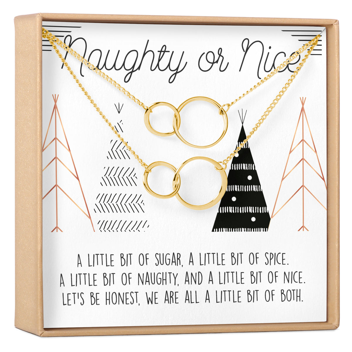Naughty and Nice Set of 2 Double Circles Necklace Set