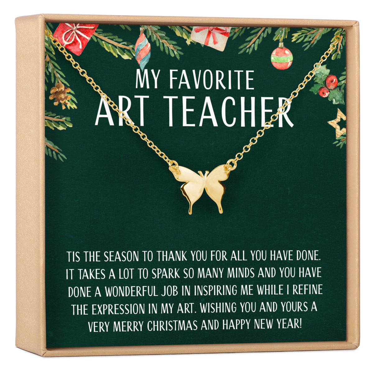 Christmas Gift for Art Teacher Butterfly Pendant Necklace