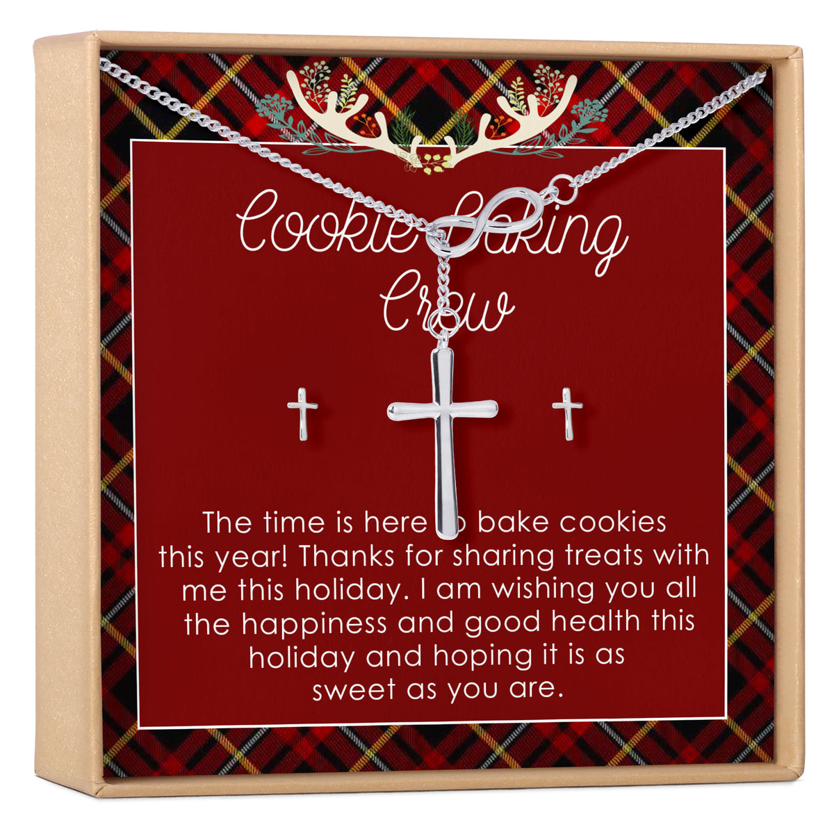 Christmas Cookie Crew Cross earring and Necklace Set Jewelry Set